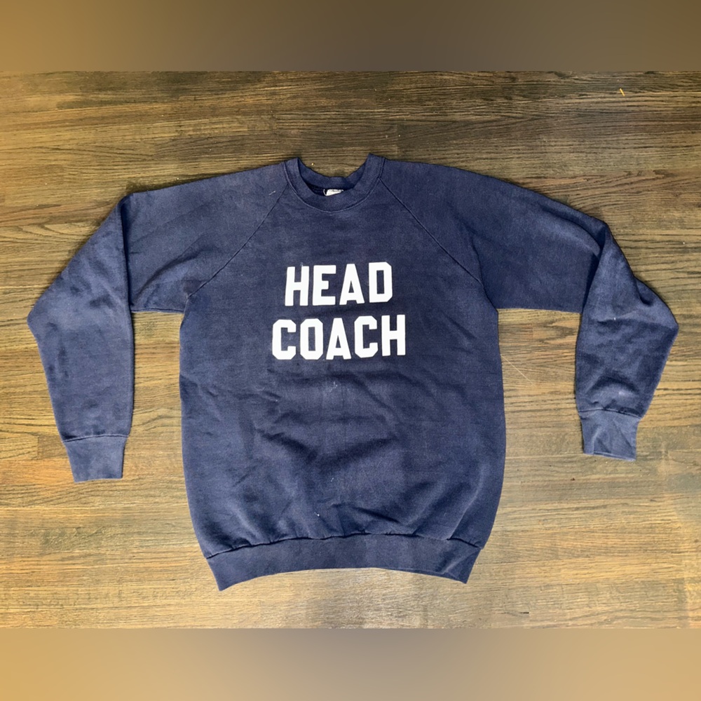 VTG Fruit of the Loom HEAD COACH Blue Sweatshirt SIZE X LARGE XL